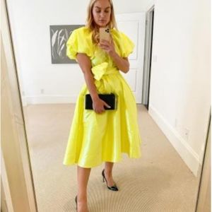 Puff Sleeve Tie Waist Volume Dress - Christopher J